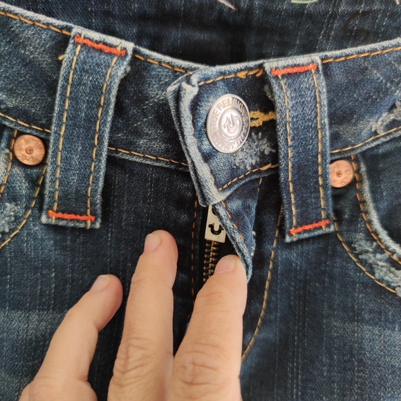 True Religion 💜 Lizzy Crop Jeans Boho Distressed - Picture 3 of 13